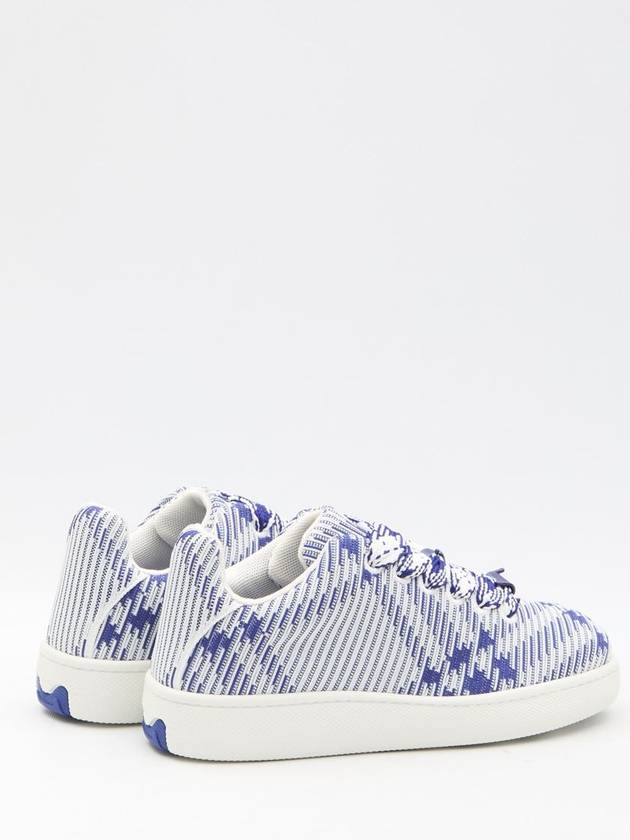 Box Check Print Leather Low Top Sneakers Royal Blue - BURBERRY - BALAAN 4