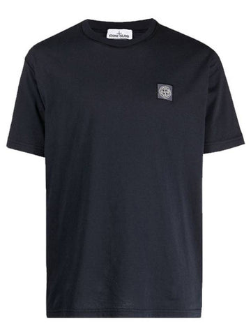 Logo Patch Chest Short Sleeve T-Shirt Navy - STONE ISLAND - BALAAN 1