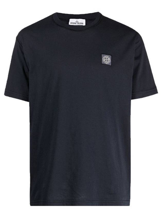 Logo Patch Chest Short Sleeve T-Shirt Navy - STONE ISLAND - BALAAN 1