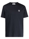 Logo Patch Chest Short Sleeve T-Shirt Navy - STONE ISLAND - BALAAN 1