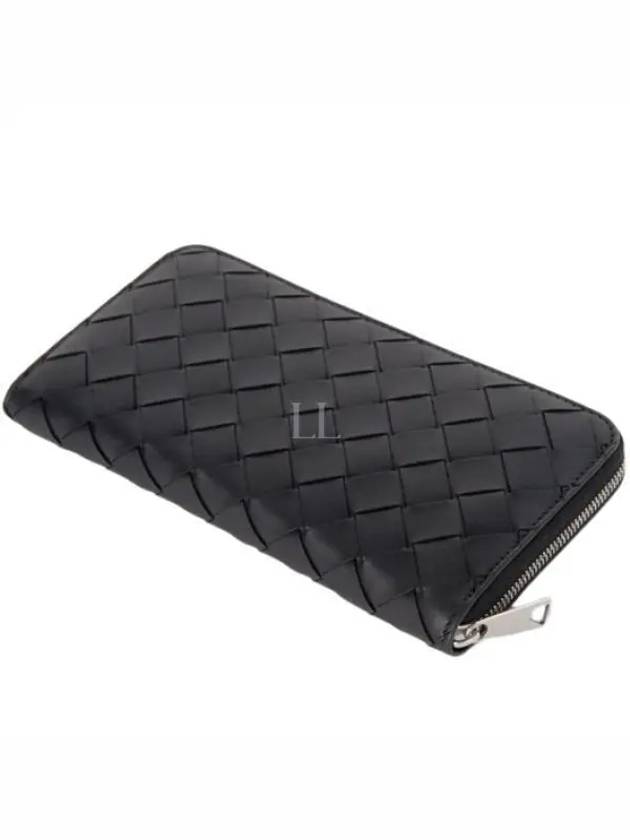 Intrecciato Zipper Around Leather Long Wallet Black - BOTTEGA VENETA - BALAAN 2