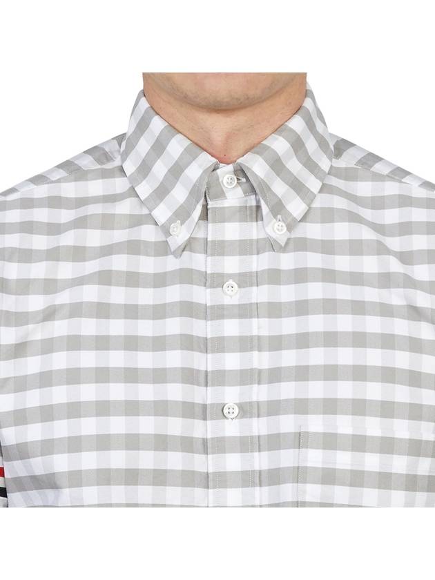 Men's Check Oxford Long Sleeve Shirt Grey - THOM BROWNE - BALAAN 9