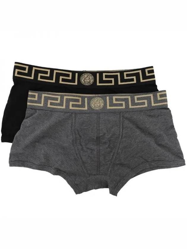 Men's Greca Border Draws 2 Pack Briefs Black Grey - VERSACE - BALAAN 2