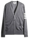 Men's Sustainable Classic Diagonal Wool Cardigan Medium Grey - THOM BROWNE - BALAAN 2