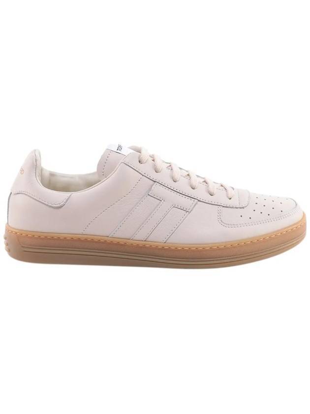 Logo Leather Low-Top Sneakers White - TOM FORD - BALAAN 1