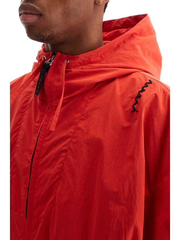 red hooded jacket in polyester with embroidered logo - MARNI - BALAAN 4