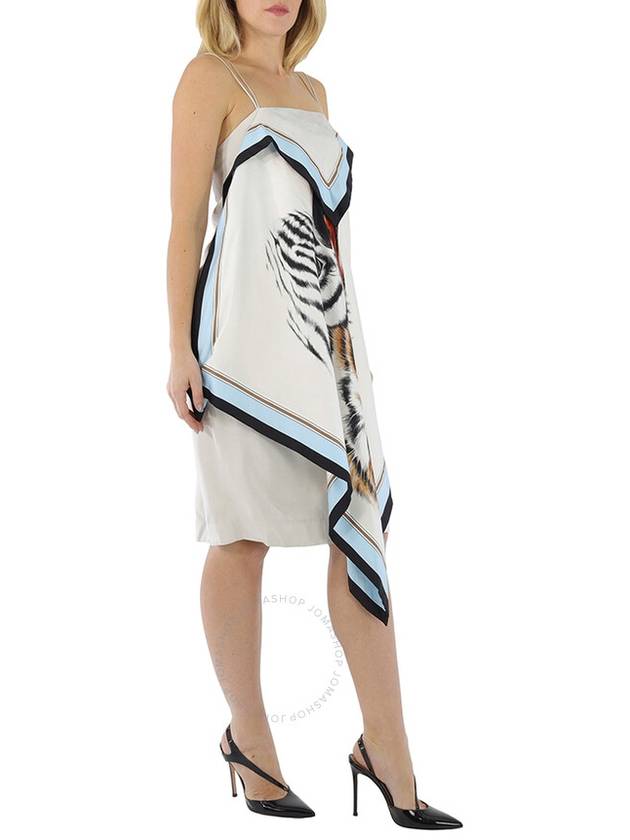 Women's Animal Print Scarf Midi Dress White Blue - BURBERRY - BALAAN 3