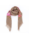 GG Flower Square Shawl Wool Muffler Pink - GUCCI - BALAAN 1