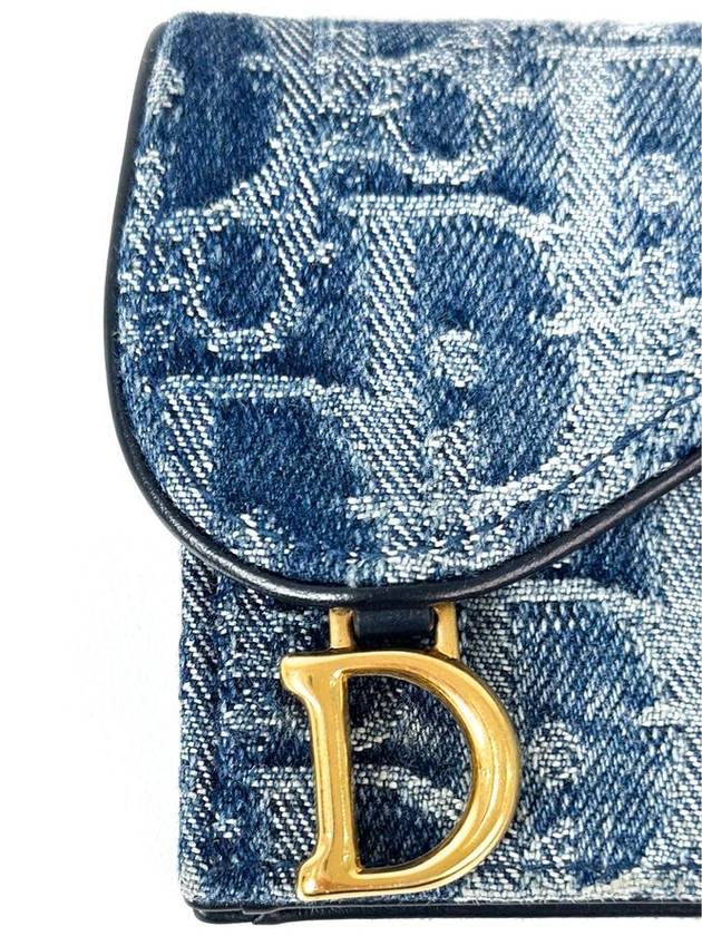 Dior Oblique Jacquard Saddle Accordion Card Holder Wallet Denim Blue - DIOR - BALAAN 4