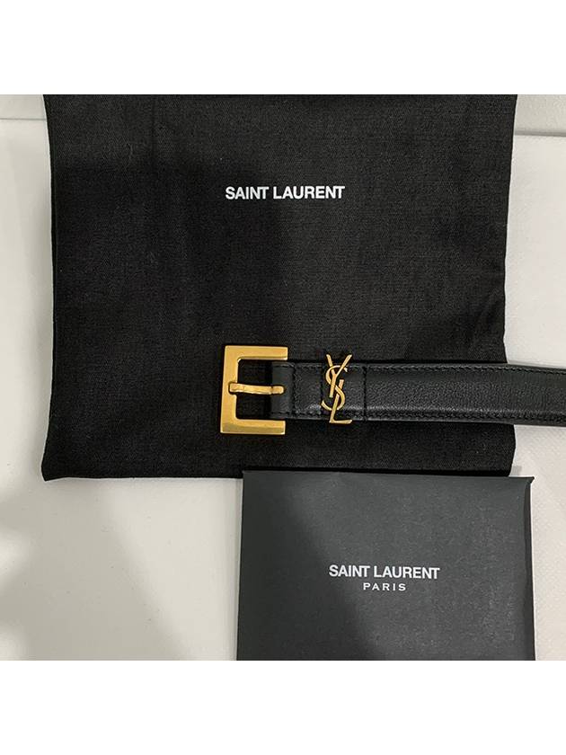 Monogram Square Leather Belt Black - SAINT LAURENT - BALAAN 3