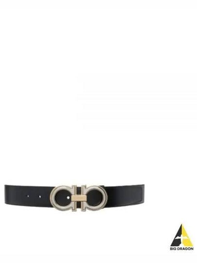 Men's Gancini Reversible Leather Belt Black - SALVATORE FERRAGAMO - BALAAN 2