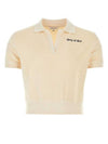 Italic Embroidered Logo Cotton Polo Shirt Beige - SPORTY & RICH - BALAAN 1