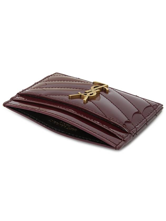 Cassandre Matelasse Patent Leather Card Wallet Dark Red Wine - SAINT LAURENT - BALAAN 5