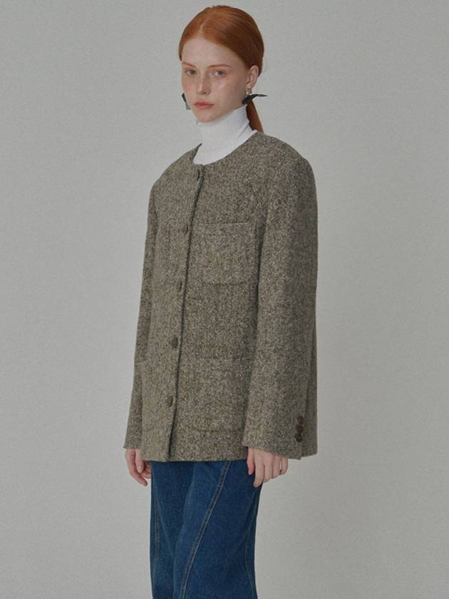 Fancy Wool Round Jacket Brown - OPENING SUNSHINE - BALAAN 3