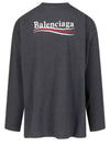 Embroidered Logo Cotton Long Sleeve T-Shirt Grey - BALENCIAGA - BALAAN 3