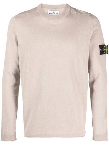 Wappen Patch Crew Neck Cotton Knit Top Grey - STONE ISLAND - BALAAN 1