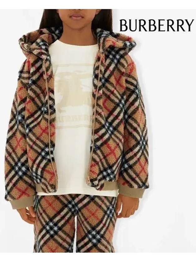 Kids Vintage Check Hooded Fleece Jacket Archive Beige - BURBERRY - BALAAN 5