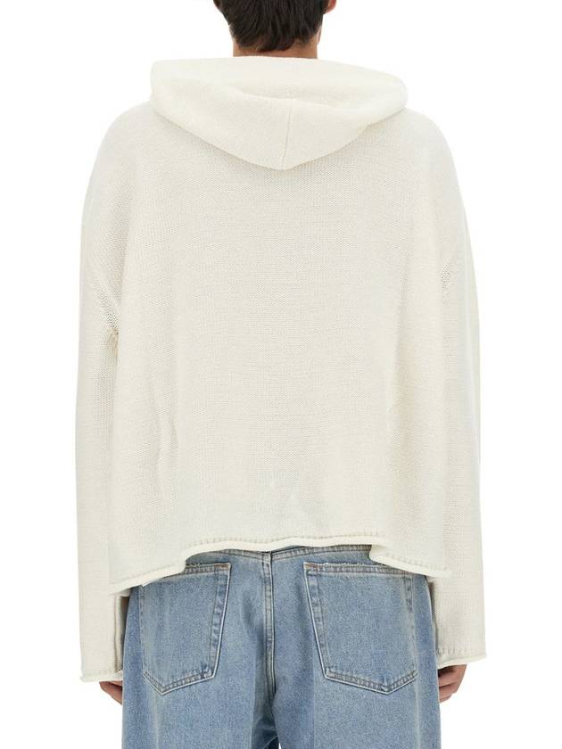 Number Zoom Logo Knit Virgin Wool Hoodie White - MAISON MARGIELA - BALAAN 4