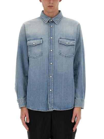 Oversized Denim Long Sleeve Shirt Blue - SAINT LAURENT - BALAAN 2