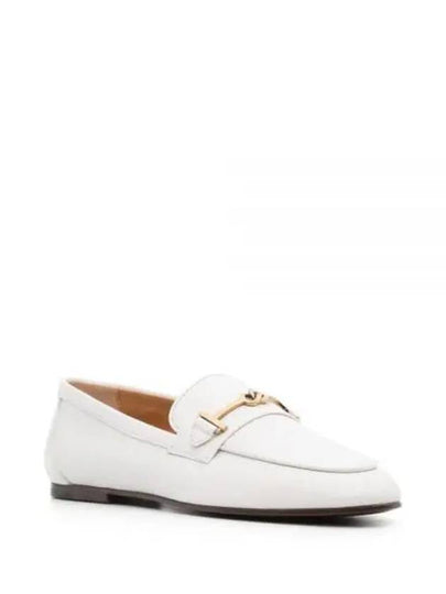 Women's Double T Logo Leather Loafers White - TOD'S - BALAAN 2