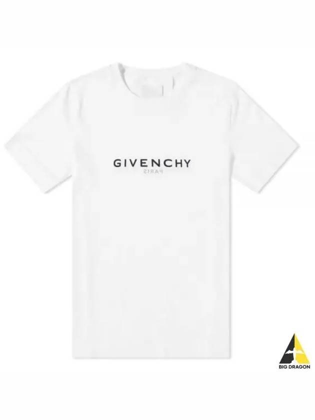 Men's Reverse Logo Round Slim Short Sleeve T-Shirt White - GIVENCHY - BALAAN 2