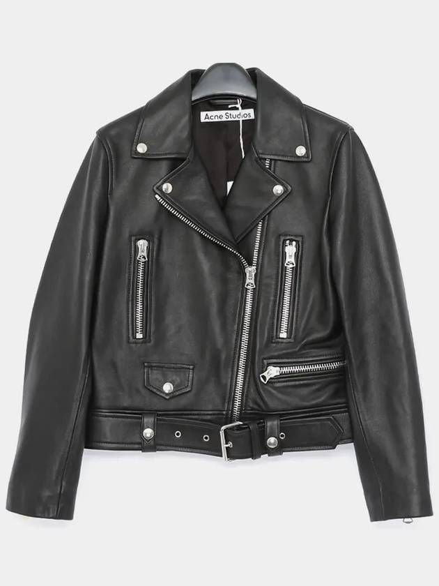 Biker Crop Leather Jacket Black - ACNE STUDIOS - BALAAN 3