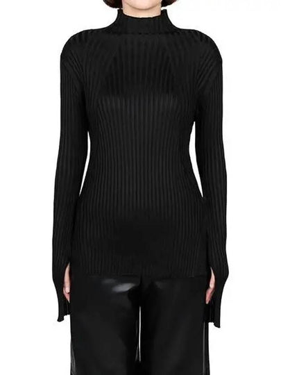 Mock-Neck Ribbed Knit Top Black - JIL SANDER - BALAAN 2