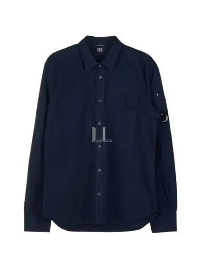 Men's Gabardine Lens Wappen Long Sleeve Shirt Navy - CP COMPANY - BALAAN 2