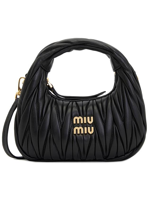 Wander Matelasse Nappa Leather Hobo Mini Bag Black - MIU MIU - BALAAN 2