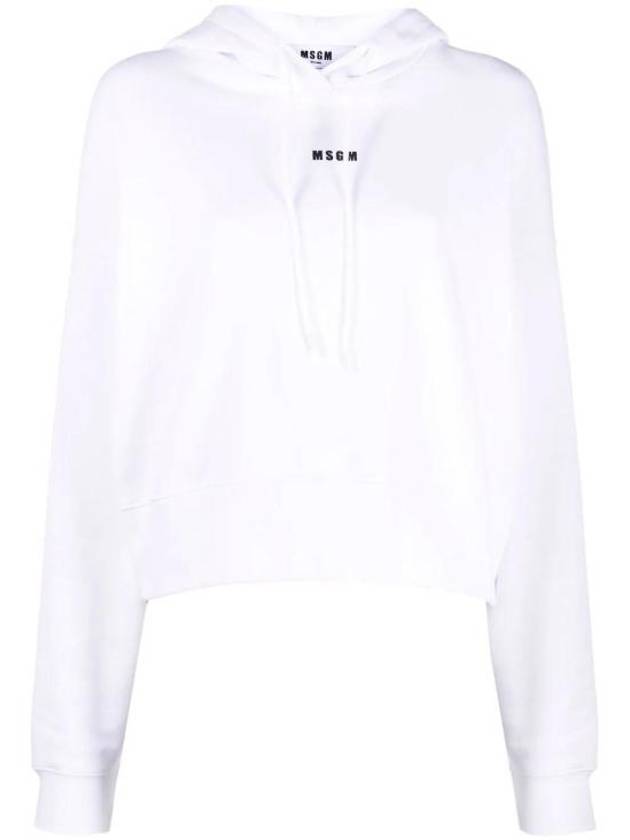 Micro Logo Print Cotton Hoodie White - MSGM - BALAAN 2