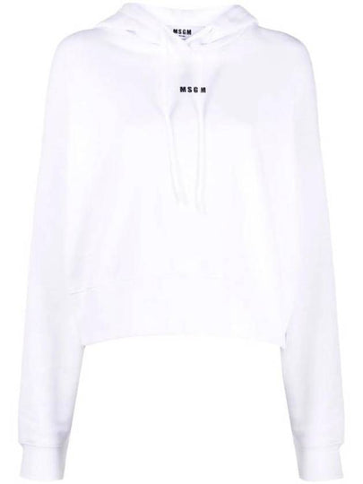 Micro Logo Print Cotton Hoodie White - MSGM - BALAAN 2