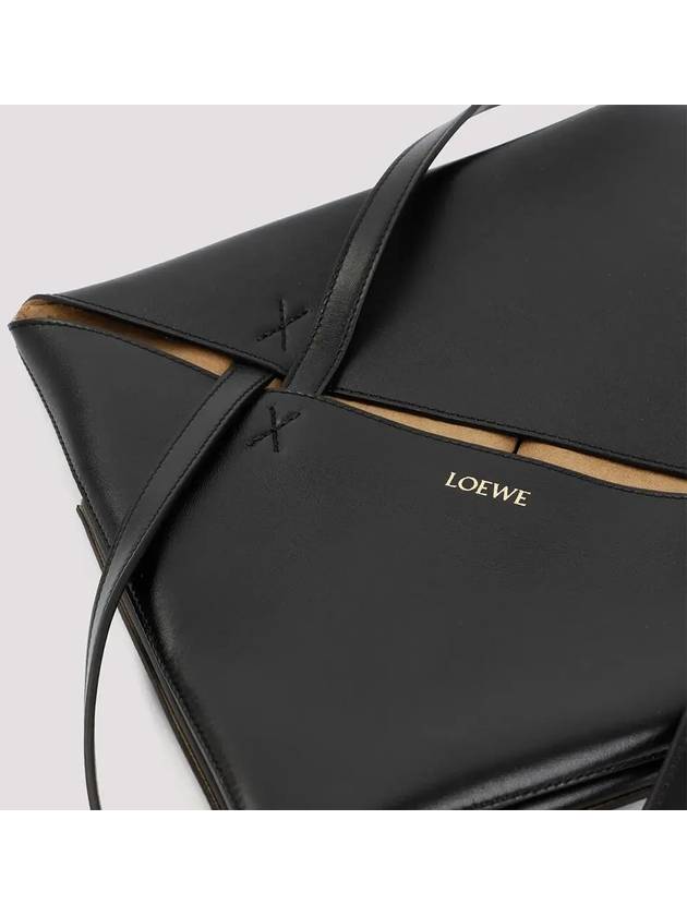 Puzzle Fold Medium Shiny Calfskin Tote Bag Black - LOEWE - BALAAN 5