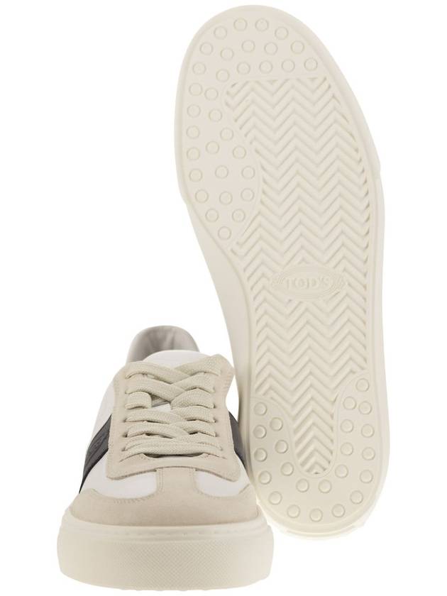 Leather Suede Low Top Sneakers White Black - TOD'S - BALAAN 6