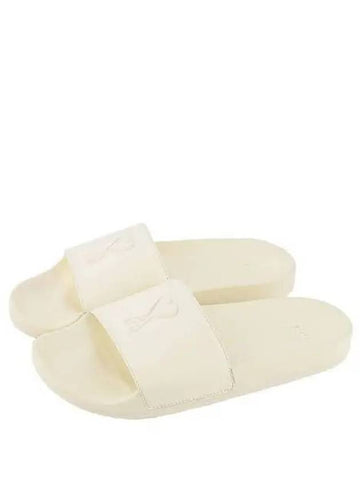 Embossed Logo Slippers Ivory - AMI - BALAAN 1