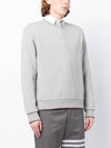 Men's Trimmed Herringbone Cotton Sweatshirt Grey - THOM BROWNE - BALAAN 4