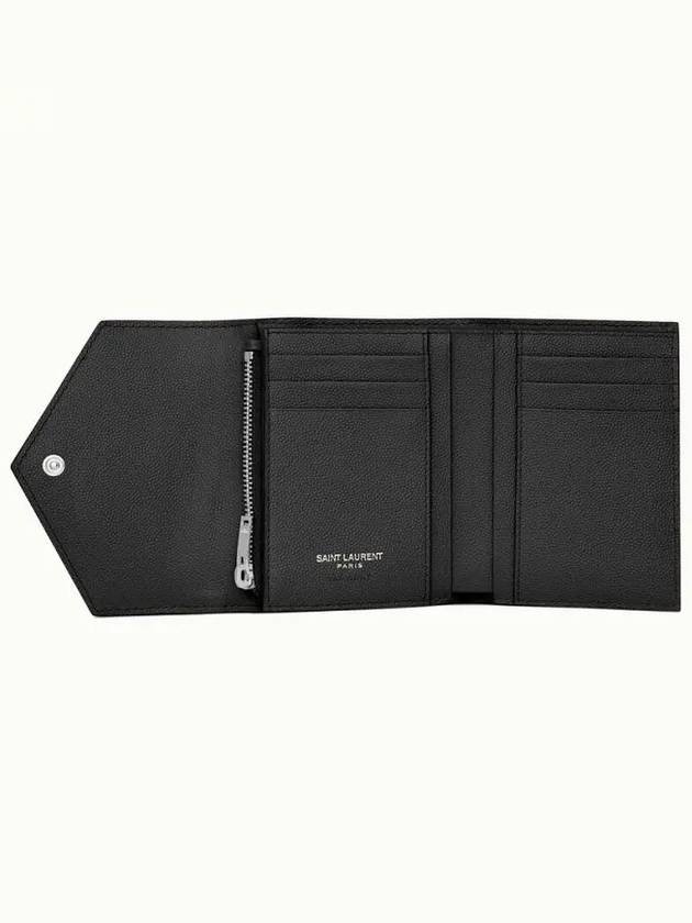 Silver Matelasse monogram compact 3-fold Half half wallet black - SAINT LAURENT - BALAAN 5