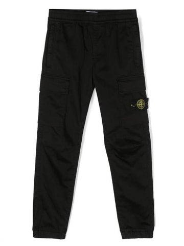 Kids Compass Badge Straight Pants Black - STONE ISLAND - BALAAN 1