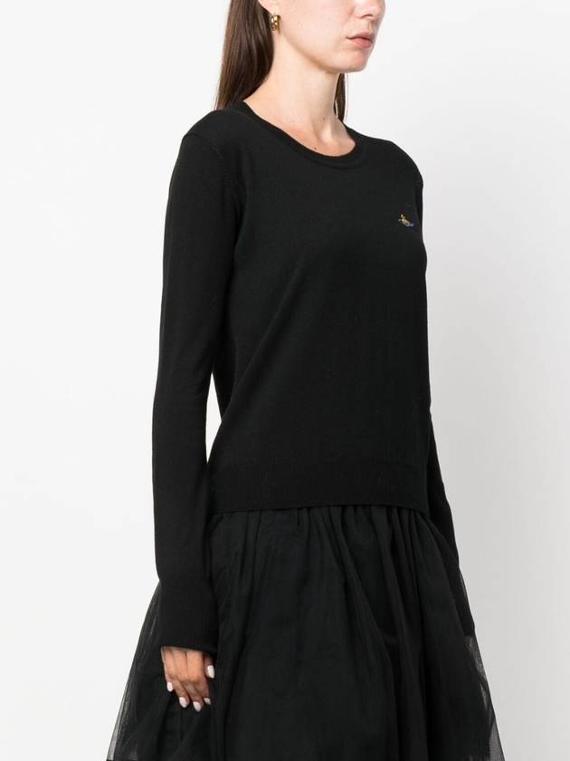 ORB Embroidered Crew Neck Knit Top Black - VIVIENNE WESTWOOD - BALAAN 4