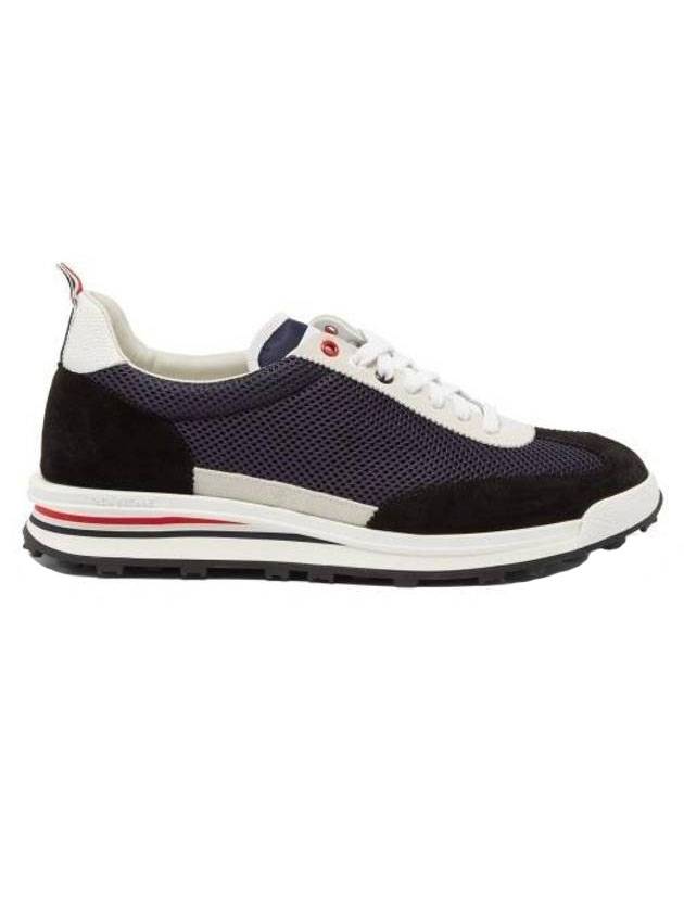 Women's Mesh Suede Back Unlined Tech Runner Low Top Sneakers Navy - THOM BROWNE - BALAAN 1