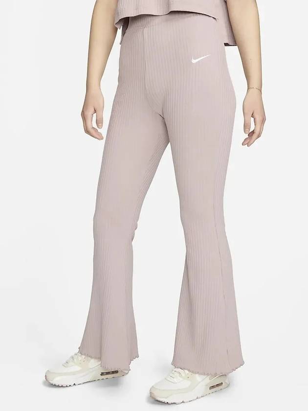 Tight fit high waist ribbed pants DV7869 272 pink beige WOMENS S M Asian - NIKE - BALAAN 1