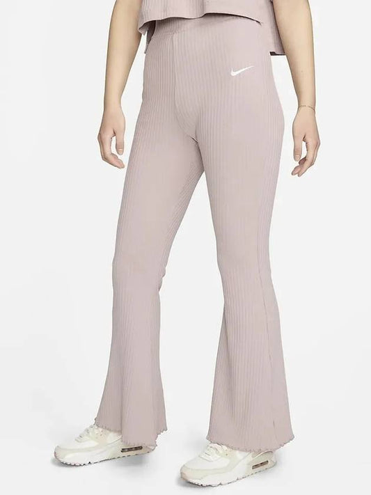 Tight fit high waist ribbed pants DV7869 272 pink beige WOMENS S Asian - NIKE - BALAAN 1