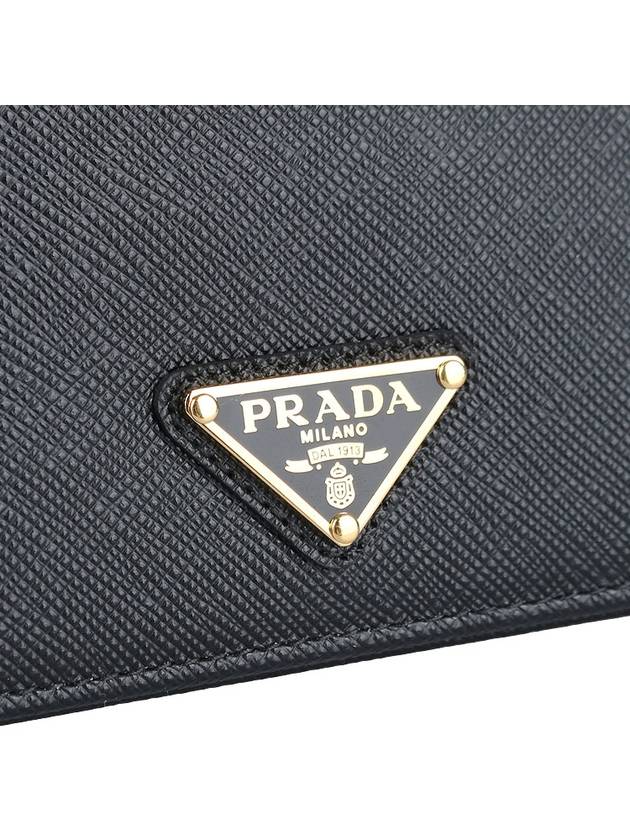 Small Saffiano Leather Half Wallet Black - PRADA - BALAAN 7