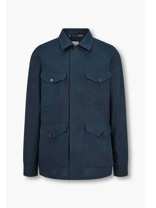 Out pocket linen field jacket navy - PAUL SMITH - BALAAN 1