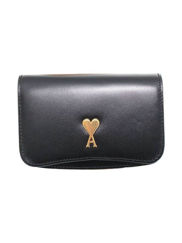 Paris Strap Card Wallet Black - AMI - BALAAN 1