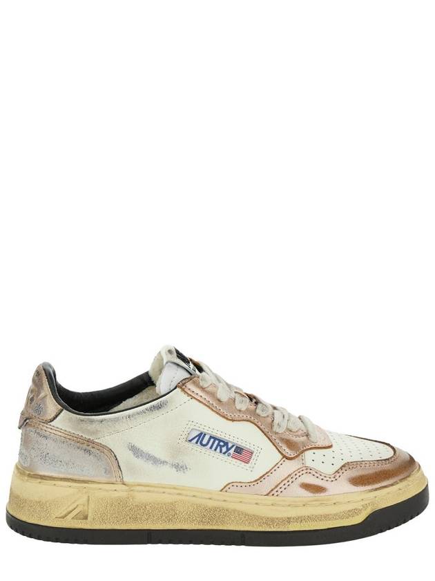 'Super Vintage' White And Metallic Low Top Sneakers With Logo Detail In Leather Man - AUTRY - BALAAN 1