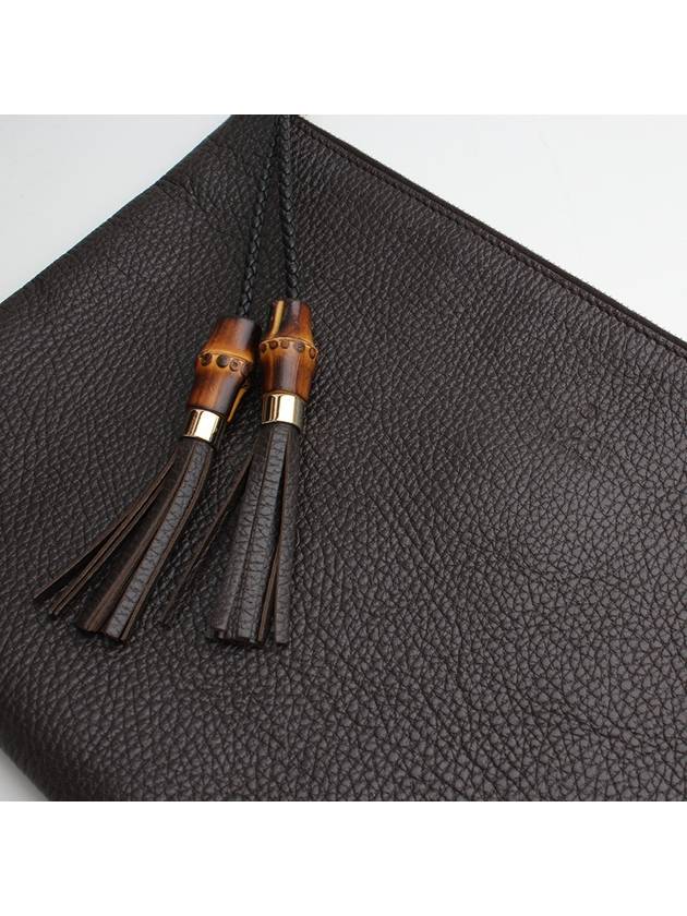 Deep brown bamboo leather clutch bag - GUCCI - BALAAN 6