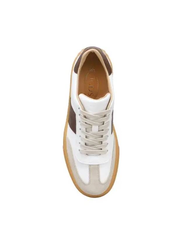 Calfskin Leather Low Top Sneakers White Brown - TOD'S - BALAAN 5