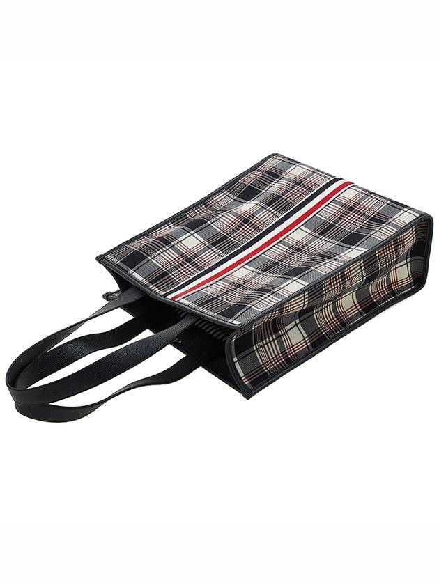 Madras Check Suiting Webbing Stripe Vertical Tote Bag - THOM BROWNE - BALAAN 5