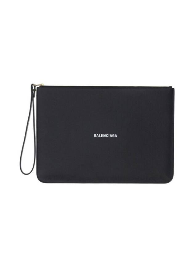 Logo Strap Cash Large Clutch Bag Black - BALENCIAGA - BALAAN.