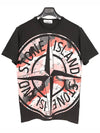 Men's Camo Big Logo Print Short Sleeve T-Shirt Black - STONE ISLAND - BALAAN 2